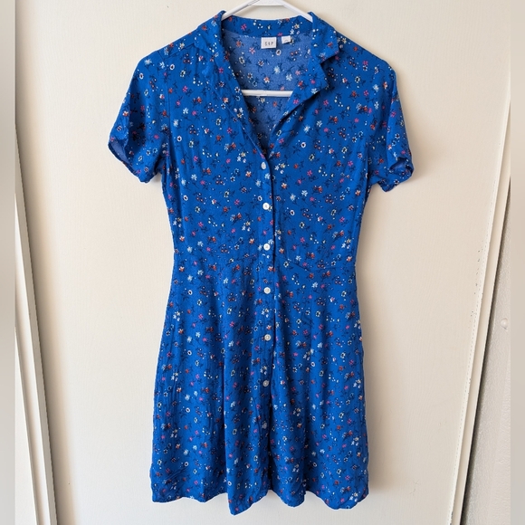 GAP Dresses & Skirts - GAP Womens XS Blue Floral Print Dress Cottagecore Fairycore Whimsy Romantic